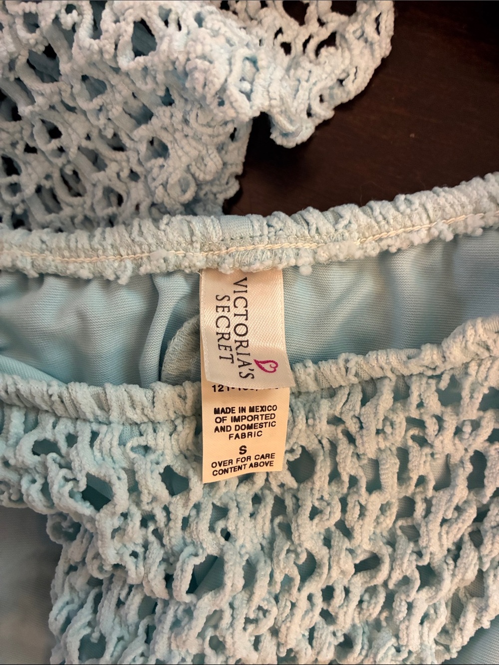 Y2K 3 piece Victoria Secret crochet bikini and wrap. Sz S / 34A - Picture 2 of 15